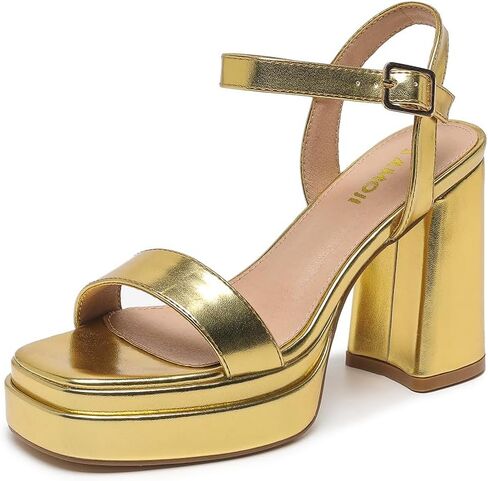 Amoji Women's 4 Inch Platform Chunky Heel Ankle Strap Block Heeled Sandals 311 in Saudi Arabia