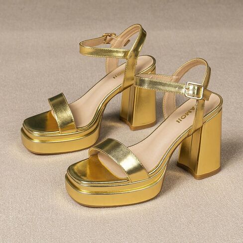 Amoji Women's 4 Inch Platform Chunky Heel Ankle Strap Block Heeled Sandals 311 in Saudi Arabia