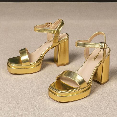 Amoji Women's 4 Inch Platform Chunky Heel Ankle Strap Block Heeled Sandals 311 in Saudi Arabia