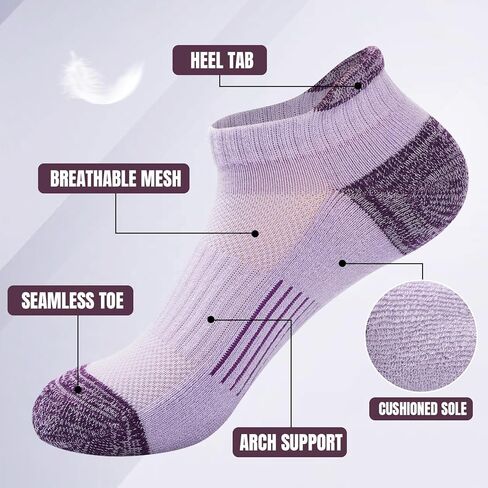 FAYBOX Ankle Socks for Women Running Athletic Workout Cushioned No Show Socks 6 Pairs Size 6-8/9-11 in Kuwait