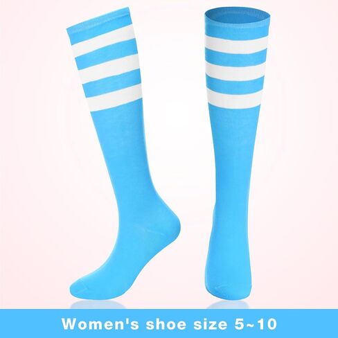 Hercicy 12 Pairs Tube Socks for Women Colorful Knee High Socks Striped Athletic Softball Football Baseball Sport Socks in Kuwait