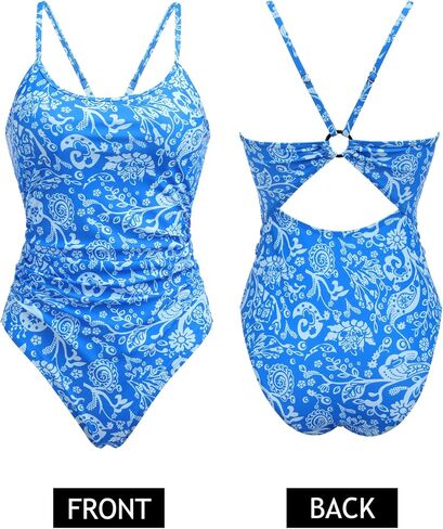 AI'MAGE Women's One Piece Swimsuit High Cut Bathing Suits Cutout Back Adjustable Straps Swimwear with O Ring in Saudi Arabia