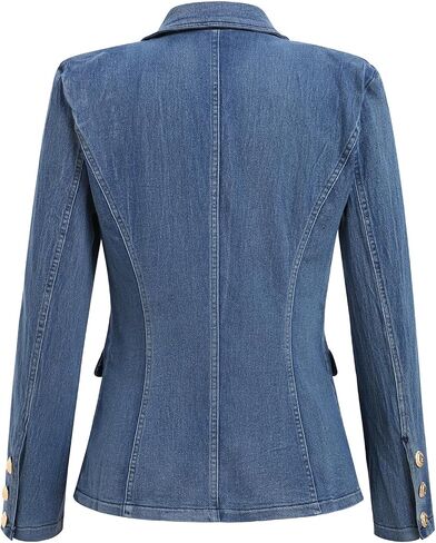 IDOPIP Denim Blazer Jacket for Women Long Sleeve Button Down Casual Work Office Jeans Blazer Open Front Cardigan Blazer Coat in Saudi Arabia
