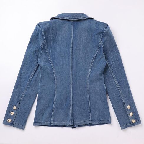 IDOPIP Denim Blazer Jacket for Women Long Sleeve Button Down Casual Work Office Jeans Blazer Open Front Cardigan Blazer Coat in Saudi Arabia