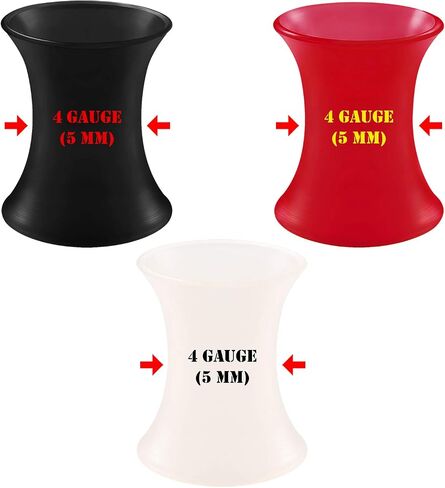 BIG GAUGES 3 Pairs Silicone Black Thin Double Flared flesh Tunnel Saddle Piercing Red Jewelry Stretcher Ear Plugs Skin Earring Lobe in Kuwait