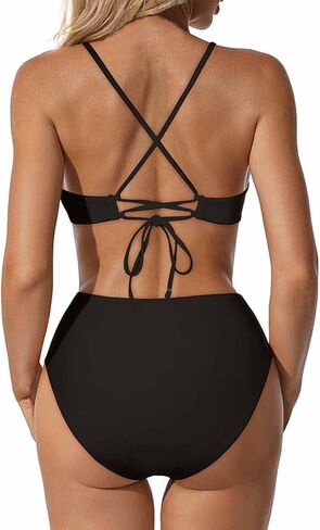 OMKAGI طقم بيكيني نسائي عالي الخصر، ملابس سباحة للتحكم في البطن، بدلة استحمام عالية القطع in Kuwait