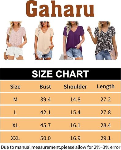 Gaharu Women's Dressy Blouses Casual V Neck Chiffon Shirts Short Sleeve Tunic Tops in Saudi Arabia