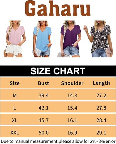 بلوزات نسائية أنيقة من Gaharu، قمصان شيفون كاجوال برقبة على شكل حرف V وأكمام قصيرة، قمصان تونيك in Kuwait