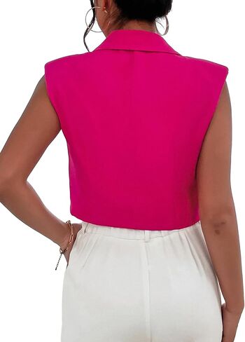 GORGLITTER Women's Sleeveless Blazer Vest Button Double Breasted Vest Jacket Waistcoat in Saudi Arabia