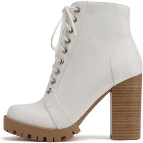 Soda Chalet – Fashion Lace up Military Inspired Ankle Boot with Stacked Heel and Side Zipper in Saudi Arabia