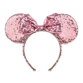 A Miaow Sequin Black Mouse Ears Headband MM Glitter Hair Clasp Women Butterfly Hair Hoop Birthday Holiday Park Photo Supply (1#Black and White)