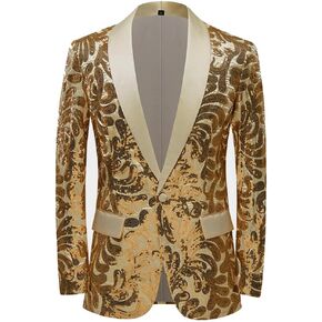 جاكيت رجالي من PYJTRL أنيق من الساتان وجه ترتر مزين بالزهور in Kuwait