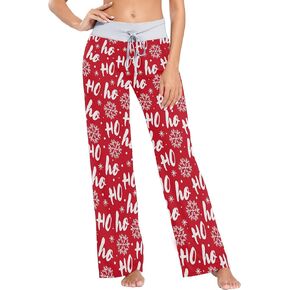 Fisyme Pajama Pants for Women Pjs Bottoms Drawstring Wide Leg Jogger Lounge Yoga Sweat Pants