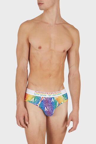 Emporio Armani Men's Stretch Cotton Rainbow Logo 2-Pack Brief in Saudi Arabia