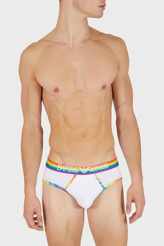 Emporio Armani Men's Stretch Cotton Rainbow Logo 2-Pack Brief in Saudi Arabia