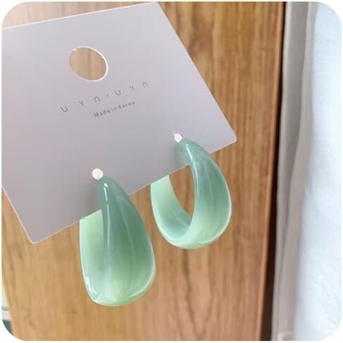 Lightweight Thick Acetic Acid Board Vintage Acrylic Wide Dome U Shape Earrings Retro Chunky Resin Colorful Statement C shape Earrings for Women Girls Party Elegant Jewelry in Saudi Arabia