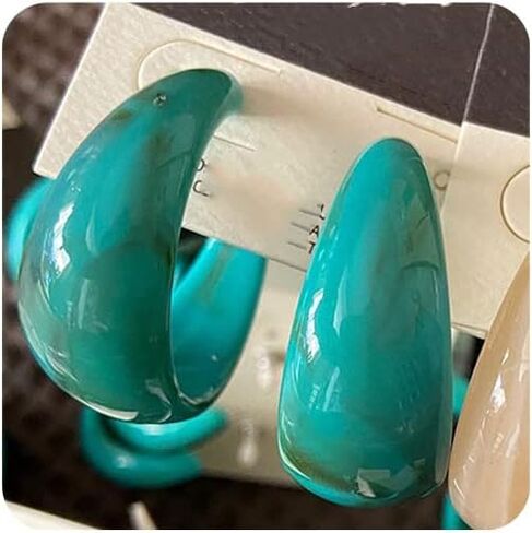Lightweight Thick Acetic Acid Board Vintage Acrylic Wide Dome U Shape Earrings Retro Chunky Resin Colorful Statement C shape Earrings for Women Girls Party Elegant Jewelry in Saudi Arabia