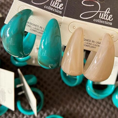 Lightweight Thick Acetic Acid Board Vintage Acrylic Wide Dome U Shape Earrings Retro Chunky Resin Colorful Statement C shape Earrings for Women Girls Party Elegant Jewelry in Saudi Arabia