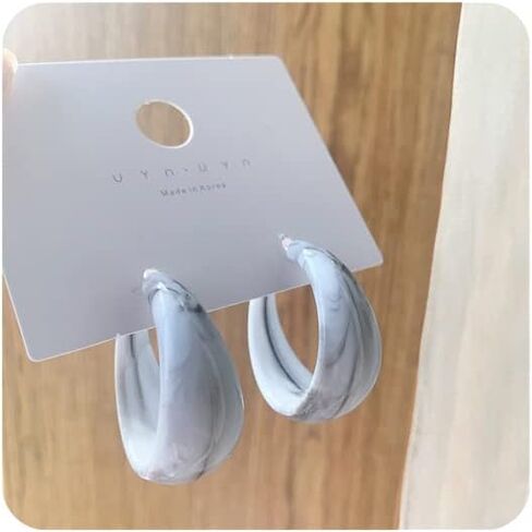 Lightweight Thick Acetic Acid Board Vintage Acrylic Wide Dome U Shape Earrings Retro Chunky Resin Colorful Statement C shape Earrings for Women Girls Party Elegant Jewelry in Saudi Arabia