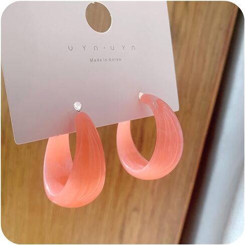 Lightweight Thick Acetic Acid Board Vintage Acrylic Wide Dome U Shape Earrings Retro Chunky Resin Colorful Statement C shape Earrings for Women Girls Party Elegant Jewelry in Saudi Arabia