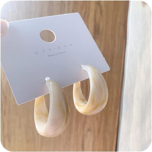 Lightweight Thick Acetic Acid Board Vintage Acrylic Wide Dome U Shape Earrings Retro Chunky Resin Colorful Statement C shape Earrings for Women Girls Party Elegant Jewelry in Saudi Arabia