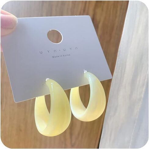 Lightweight Thick Acetic Acid Board Vintage Acrylic Wide Dome U Shape Earrings Retro Chunky Resin Colorful Statement C shape Earrings for Women Girls Party Elegant Jewelry in Saudi Arabia