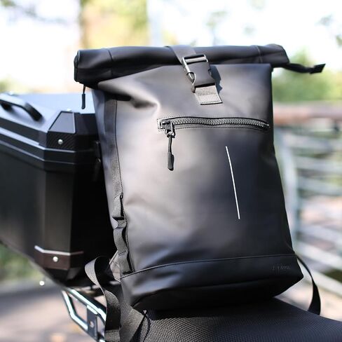 Ajiga Travel Backpack for men and women, Lightweight Roll Top Daypack for 17 Inch Laptop, Anti Theft Back Zipper, Stylish and Water-resistent, Black in Saudi Arabia