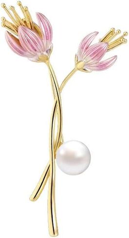 EMEGCY Flower Brooch for Women Girls Flower Rhinestone Brooch Gold Plated Lapel Pin Clothing Accessory Wedding Gift Fashion Jewelry for Mom Wife in Saudi Arabia