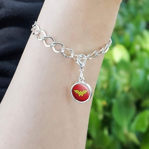 GRAPHICS & MORE Wonder Woman Classic Logo Antiqued Bracelet Pendant Zipper Pull Charm with Lobster Clasp in Saudi Arabia