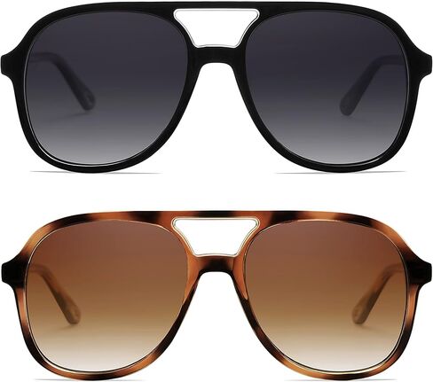 Appassal Retro Polarized Aviator Sunglasses Womens Men Vintage Double Bridge Square Sun Glasses AP3606 in Saudi Arabia