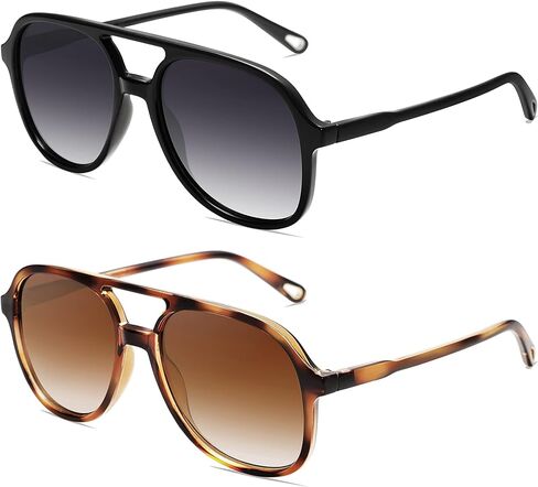 Appassal Retro Polarized Aviator Sunglasses Womens Men Vintage Double Bridge Square Sun Glasses AP3606 in Saudi Arabia