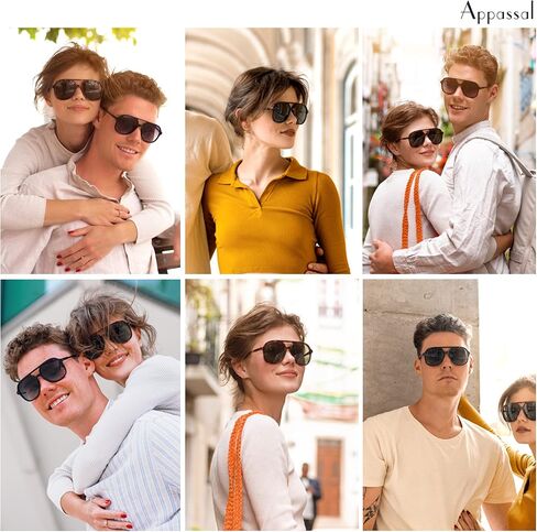 Appassal Retro Polarized Aviator Sunglasses Womens Men Vintage Double Bridge Square Sun Glasses AP3606 in Saudi Arabia