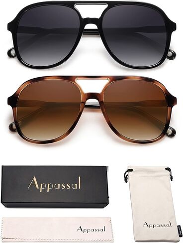 Appassal Retro Polarized Aviator Sunglasses Womens Men Vintage Double Bridge Square Sun Glasses AP3606 in Saudi Arabia
