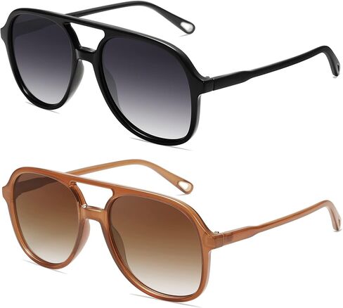 Appassal Retro Polarized Aviator Sunglasses Womens Men Vintage Double Bridge Square Sun Glasses AP3606 in Saudi Arabia