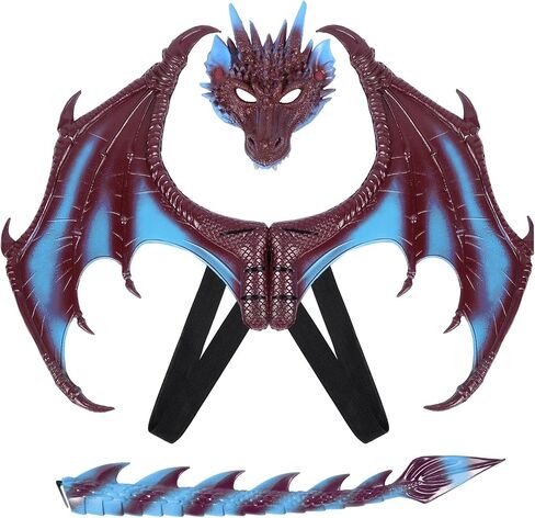 Halloween Dragon Costume Wing Dinosaur Tail Mask Dragon Cosplay Dinosaur Costume Set for Kids Children in Saudi Arabia