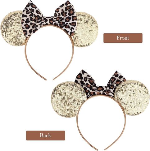 AQOKKA Mouse Ears Headbands Sequin Mouse Ears Headband with Bow for Birthday Party, Women & Girl in Saudi Arabia