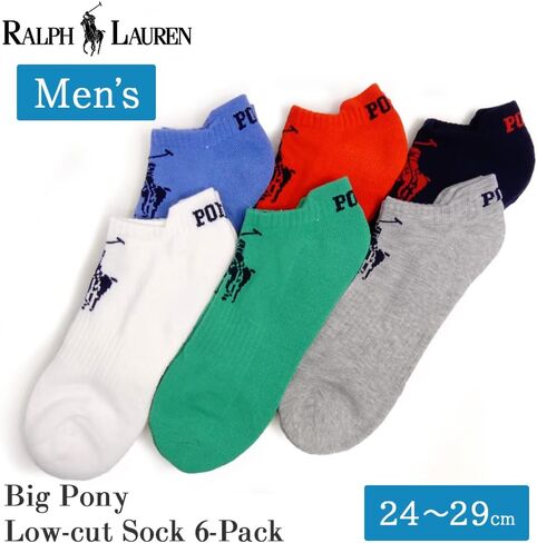 Polo Ralph Lauren Men's Athletic Low Cut Rib Cuff Ped 6-Pair Socks 10-13 in Saudi Arabia
