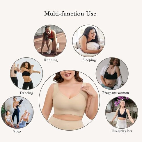 حمالات صدر Xcutting ناعمة للنوم خالية من الأسلاك للنساء، تغطية كاملة بدون أسلاك داخلية، حمالات صدر يومية مريحة، حمالات صدر رياضية مبطنة in Kuwait
