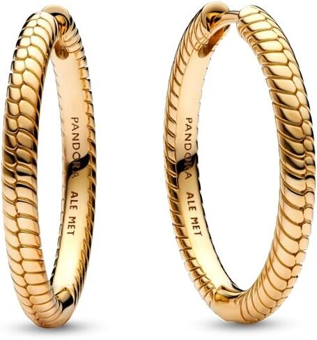 PANDORA Moments Charm Hoop Earrings - Compatible with PANDORA Moments Charms - 14k Gold Plated Snake Chain Charm Earrings for Women - Gift for Her - With Gift Box - 25 mm in Saudi Arabia