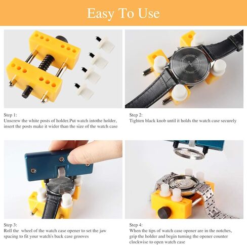 مجموعة ادوات اصلاح الساعات من بينليف، فتاحة هيكل ساعة قابلة للتعديل، مزيل ظهر الساعة، مجموعة ادوات استبدال بطارية الساعة لأنواع مختلفة من الساعات (12 قطعة) in Kuwait