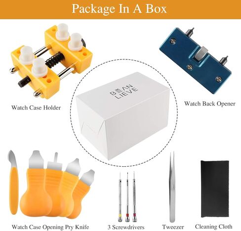 مجموعة ادوات اصلاح الساعات من بينليف، فتاحة هيكل ساعة قابلة للتعديل، مزيل ظهر الساعة، مجموعة ادوات استبدال بطارية الساعة لأنواع مختلفة من الساعات (12 قطعة) in Kuwait