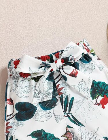 oklady Girl's Summer 2 Piece Outfits Short Sleeve T-shirt Top and Cute Pattern, Floral Short Sets Girls Outfits in Kuwait