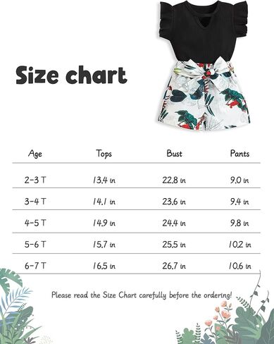 oklady Girl's Summer 2 Piece Outfits Short Sleeve T-shirt Top and Cute Pattern, Floral Short Sets Girls Outfits in Kuwait