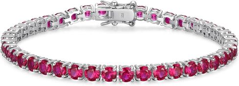 MORGAN & PAIGE .925 Sterling Silver Tennis Bracelet For Women - Genuine Natural or Created 4mm Gemstone Round Cut Birthstones, 7.25" in Saudi Arabia