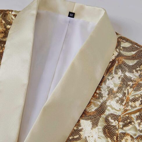 جاكيت رجالي من PYJTRL أنيق من الساتان وجه ترتر مزين بالزهور in Kuwait