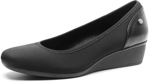 DREAM PAIRS المرأة إسفين الكعب المنخفض مربع إغلاق كتلة اصبع القدم فستان مريح الزفاف العروس مكتب مضخات الأحذية in Saudi Arabia