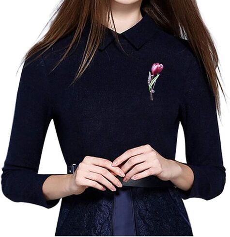 دبابيس بروش زهرة التوليب المينا الأنيقة، AILUOR موضة أوبال كريستال حجر الراين زهرة الصدار وشاح دبابيس مجوهرات اكسسوارات الملابس باقة دبابيس للعرائس النساء فتاة الزفاف زي in Kuwait