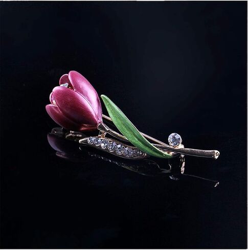 دبابيس بروش زهرة التوليب المينا الأنيقة، AILUOR موضة أوبال كريستال حجر الراين زهرة الصدار وشاح دبابيس مجوهرات اكسسوارات الملابس باقة دبابيس للعرائس النساء فتاة الزفاف زي in Kuwait