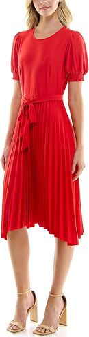 Sharagano Women's Monaco Stretch Ity Dress with Pleated Sharkbite Skirt in Saudi Arabia