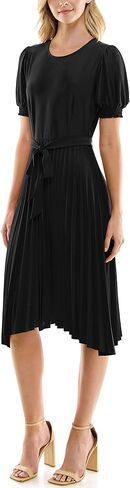 Sharagano Women's Monaco Stretch Ity Dress with Pleated Sharkbite Skirt in Saudi Arabia